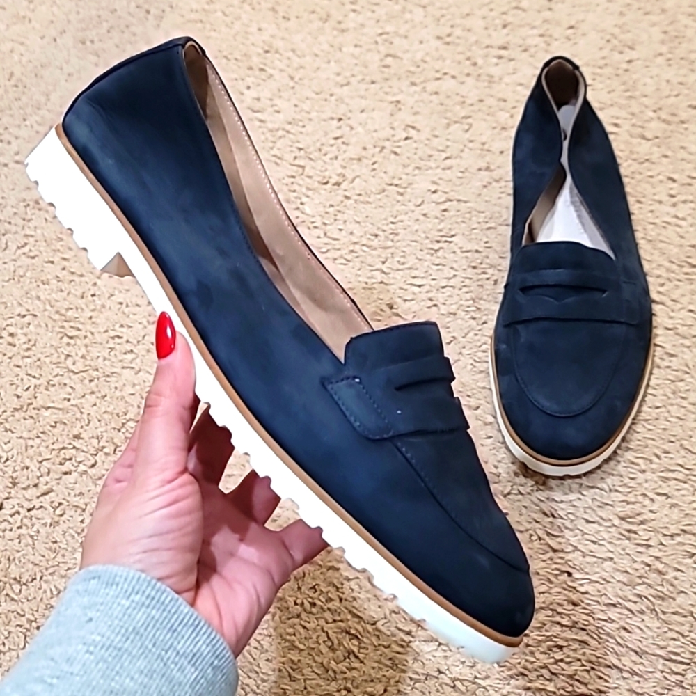 Paul Green Blue Suede Loafers Size 9.5